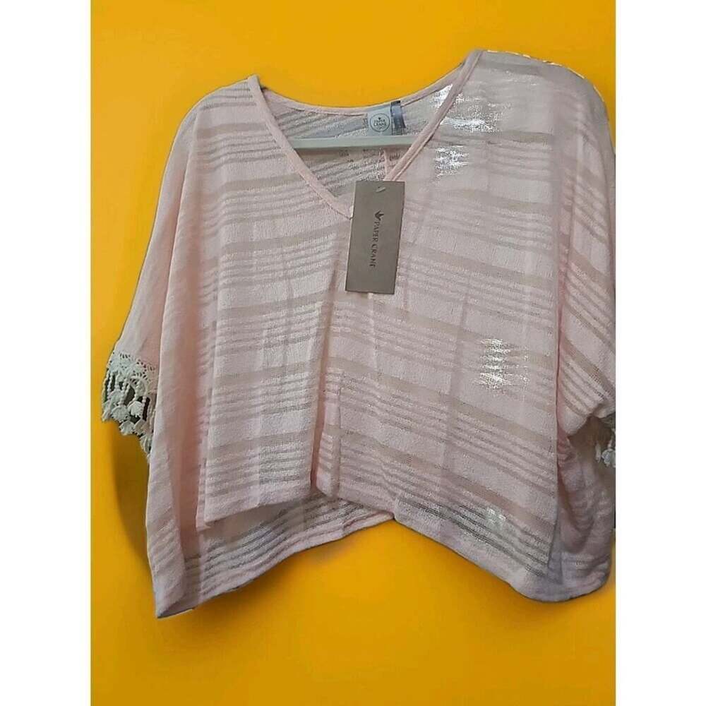 NWT Anthropologie Paper Crane Popover Fringe Shirt Beach Surf Boho Medium A127